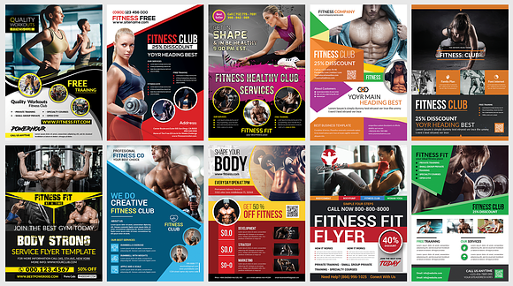 50-Fitness Flyers Bundle Template in Flyer Templates - product preview 1