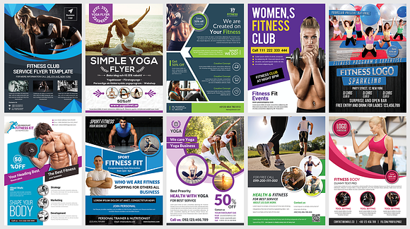 50-Fitness Flyers Bundle Template in Flyer Templates - product preview 2