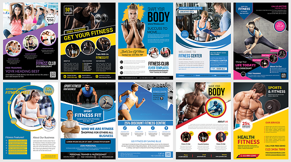 50-Fitness Flyers Bundle Template in Flyer Templates - product preview 3