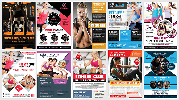 50-Fitness Flyers Bundle Template in Flyer Templates - product preview 5