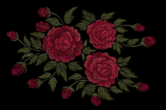Embroidery roses in Illustrations - product preview 1