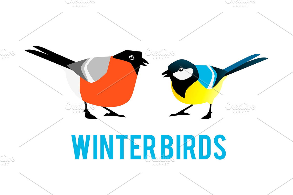 Winter birds are tit and bullfinch. in Illustrations - product preview 8