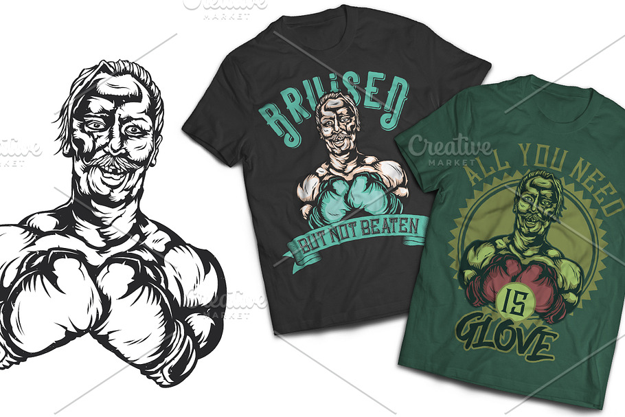 Boxer T-shirts And Poster Labels in Illustrations - product preview 8