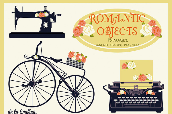 15 Romantic Objects. Vector Set