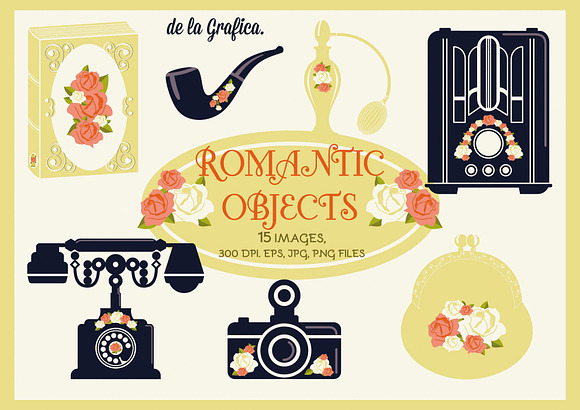 15 Romantic Objects. Vector Set in Objects - product preview 1