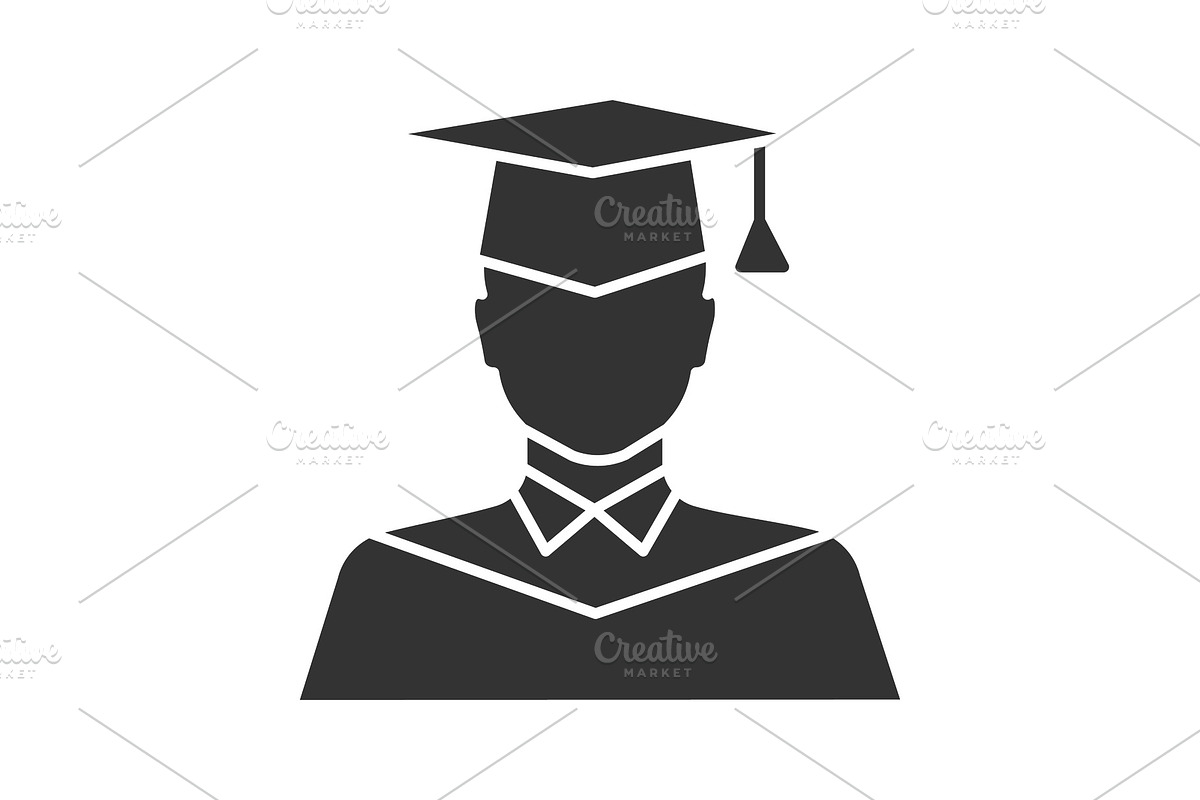Graduate student glyph icon in Icons - product preview 8