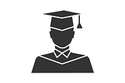 Graduate student glyph icon