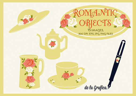15 Romantic Objects. Vector Set in Objects - product preview 2