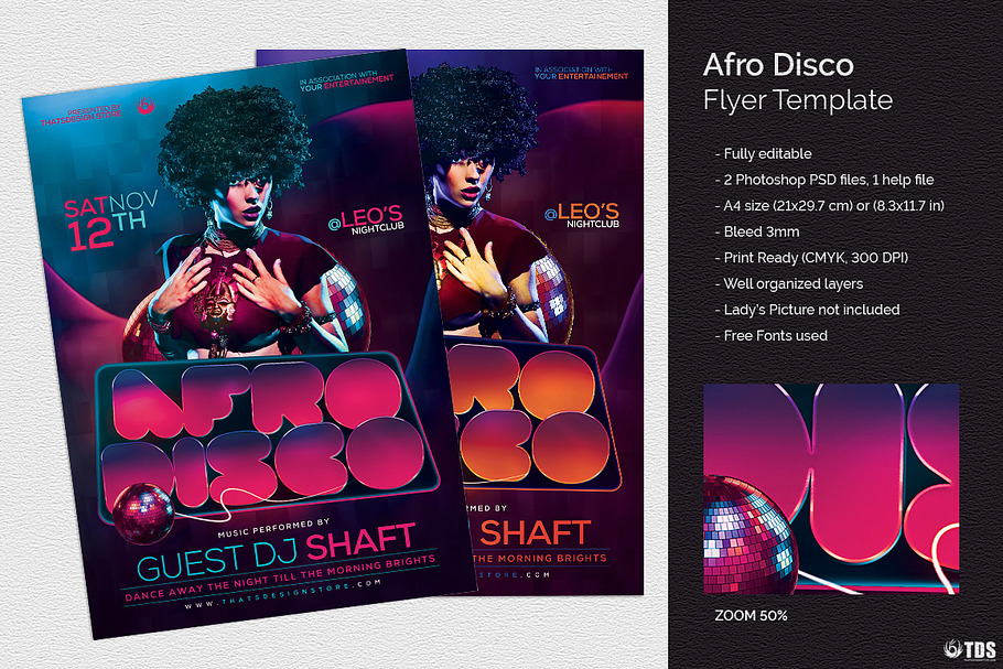 Afro Disco Flyer Template in Flyer Templates - product preview 8