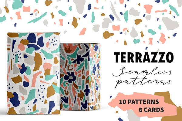 TERRAZZO seamless patterns and cards