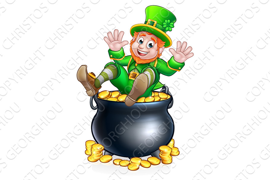 St Patricks Day Leprechaun and Pot of Gold