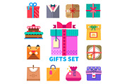 Gifts set in flat style