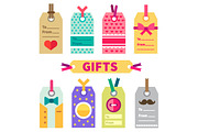 Gift set of labels and post card in
