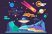 Space landscape in flat style