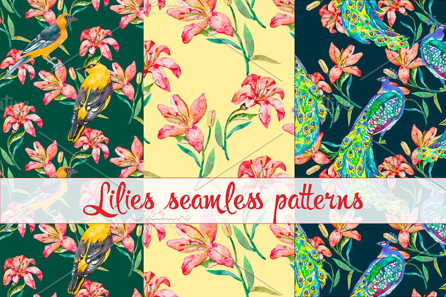 Watercolor tropical pattern in Patterns - product preview 8