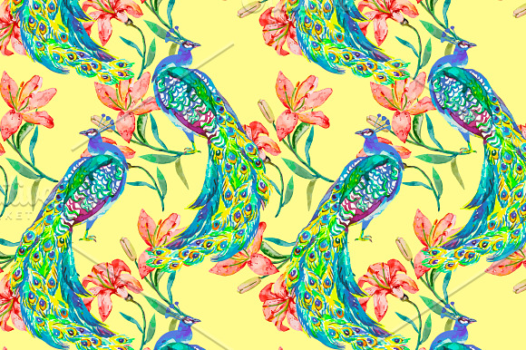 Watercolor tropical pattern in Patterns - product preview 4