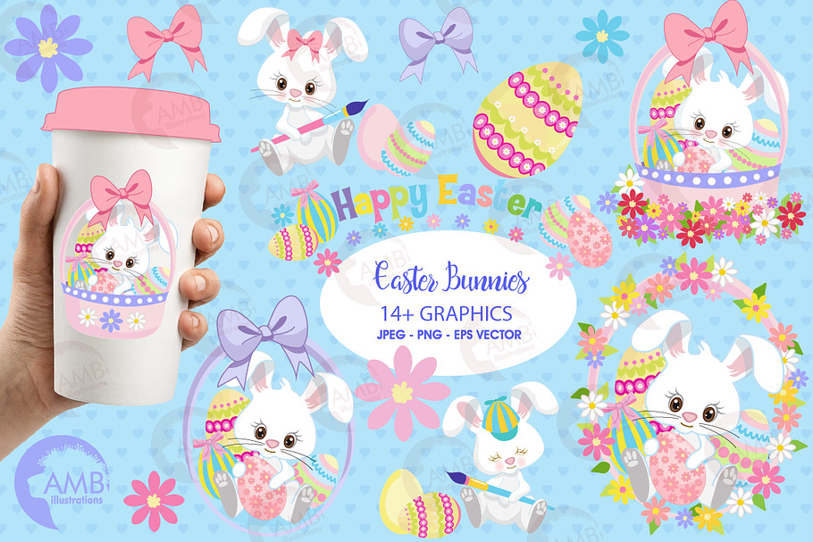 Easter Bunny Clipart AMB-1182 in Illustrations - product preview 8