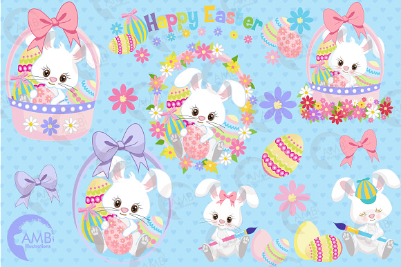 Easter Bunny Clipart AMB-1182 in Illustrations - product preview 2