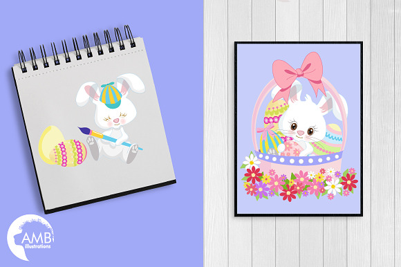 Easter Bunny Clipart AMB-1182 in Illustrations - product preview 4