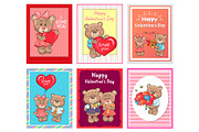 I love You Happy Valentines Day Set of Poster Bear