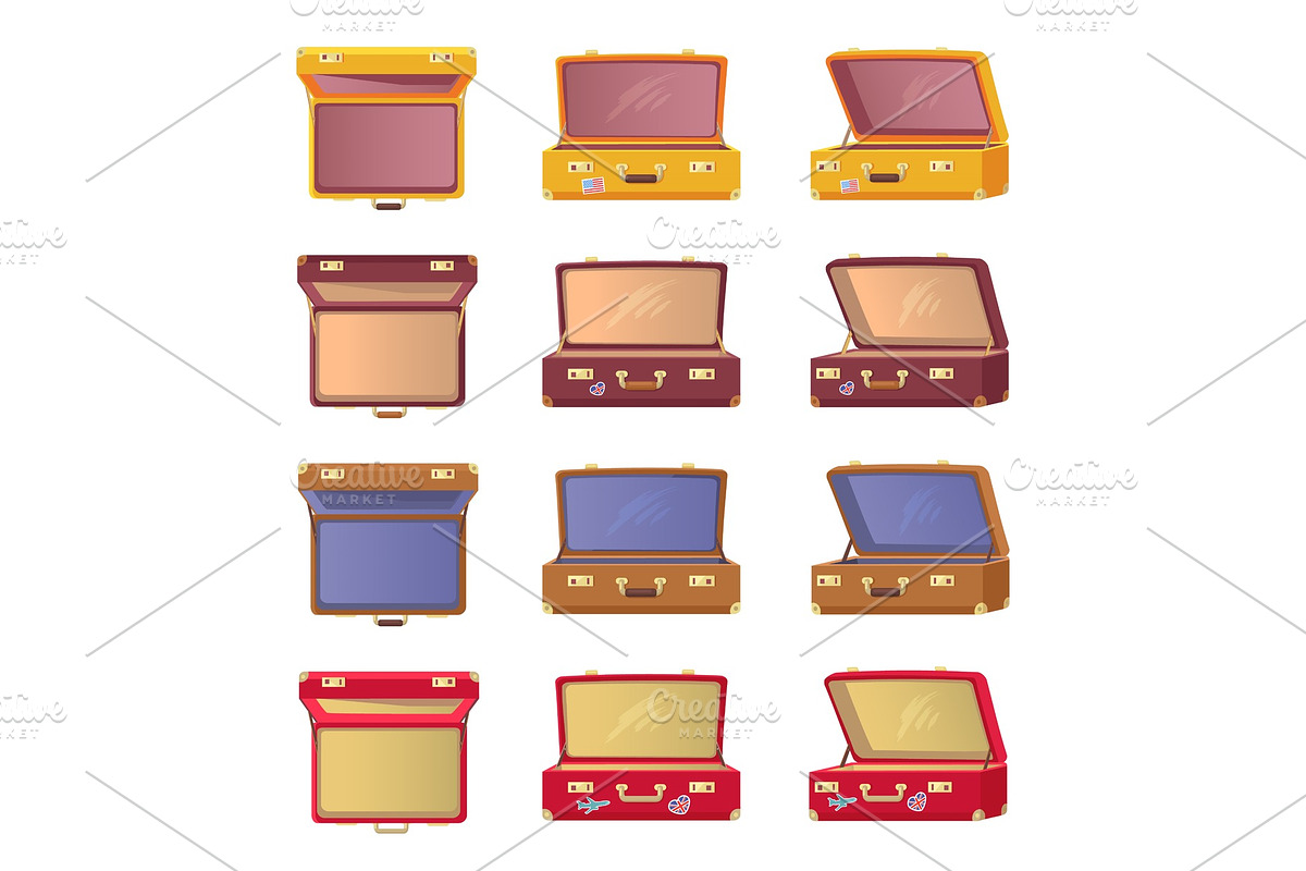 Lot of Opened Colorful Cases Vector Illustration in Objects - product preview 8