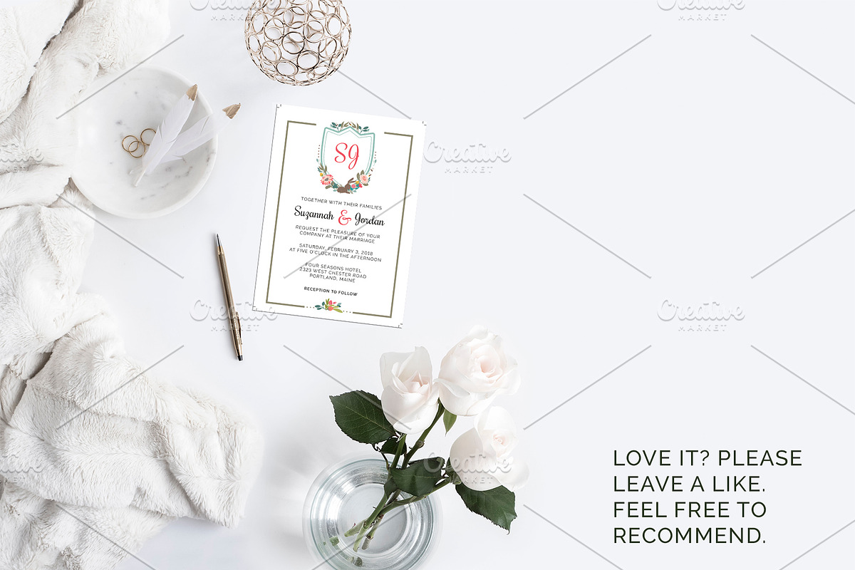 Floral Wedding Invitation in Wedding Templates - product preview 8