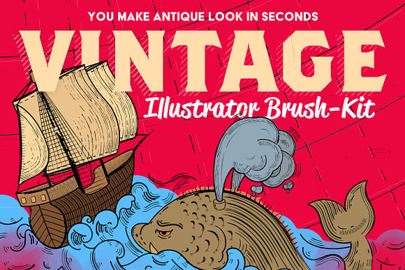 Vintage Illustrator Brush-Kit in Photoshop Brushes - product preview 1