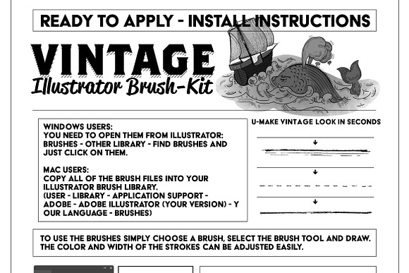 Vintage Illustrator Brush-Kit in Photoshop Brushes - product preview 5