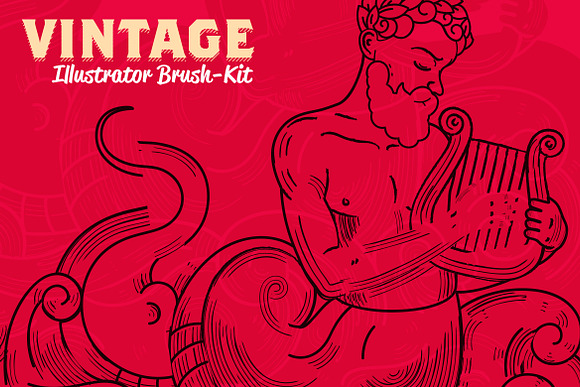 Vintage Illustrator Brush-Kit in Photoshop Brushes - product preview 8