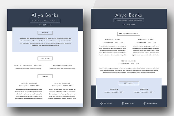 Clean & Simple 2 Page Resume - Aliya