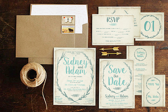 Rustic Wreath Wedding Suite in Wedding Templates - product preview 3
