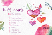 Wild Hearts: Watercolor Clip Art set