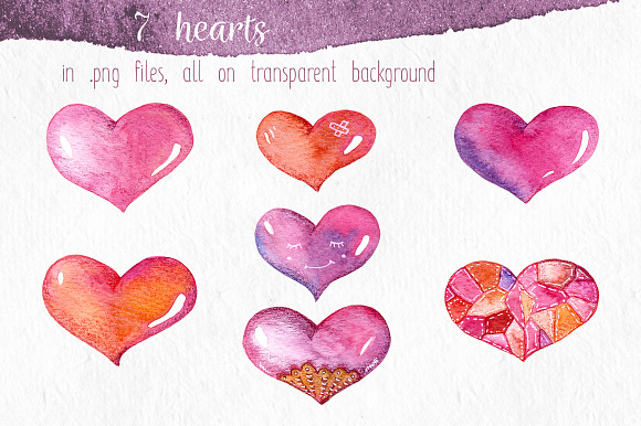 Wild Hearts: Watercolor Clip Art set in Illustrations - product preview 1