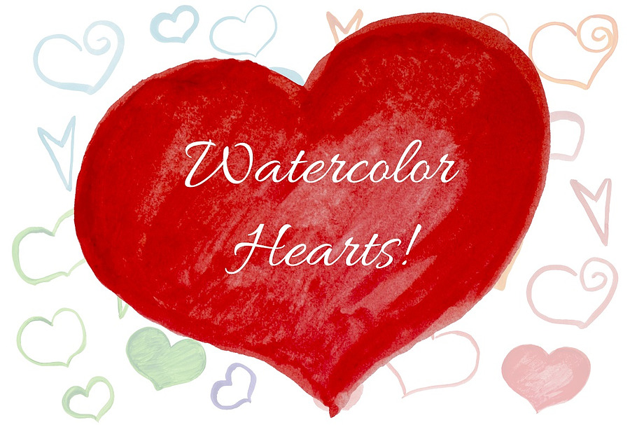 Watercolor Hearts in Illustrations - product preview 8