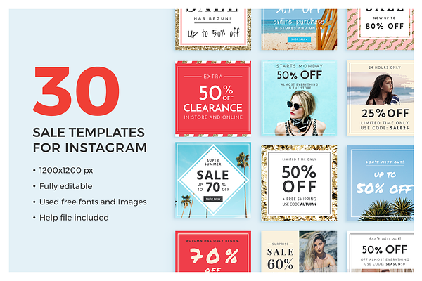 30 Sale Templates For Instagram