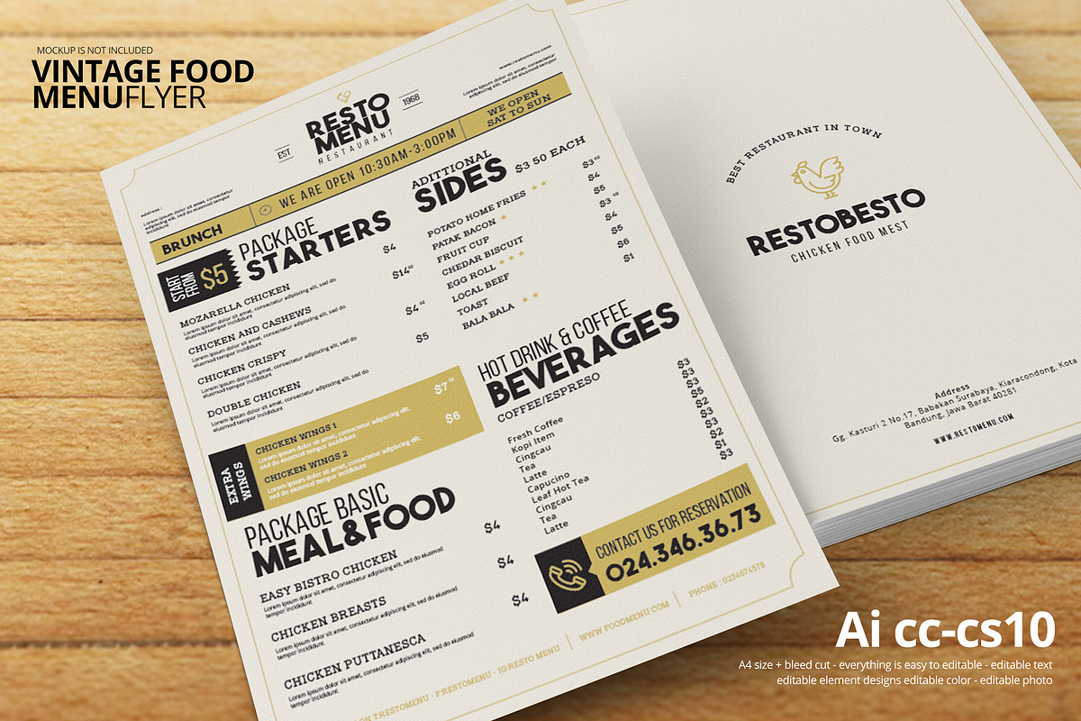 Simple Vintage Food Menu in Flyer Templates - product preview 8