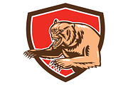 Grizzly Bear Angry Shield Retro