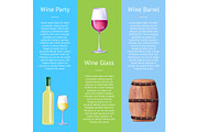 Wine Party Poster with Bottle White Alcohol Drink