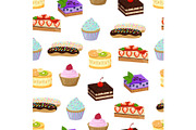 Cakes and Sweet Bakery Pattern Vector Illustration