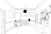 3D Rendered White Minimal Bedroom Interior Design