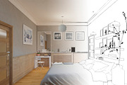 3D Rendered White Minimal Bedroom Interior Design