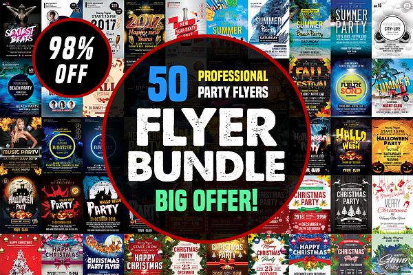 50-Party Flyers Templates Bundle