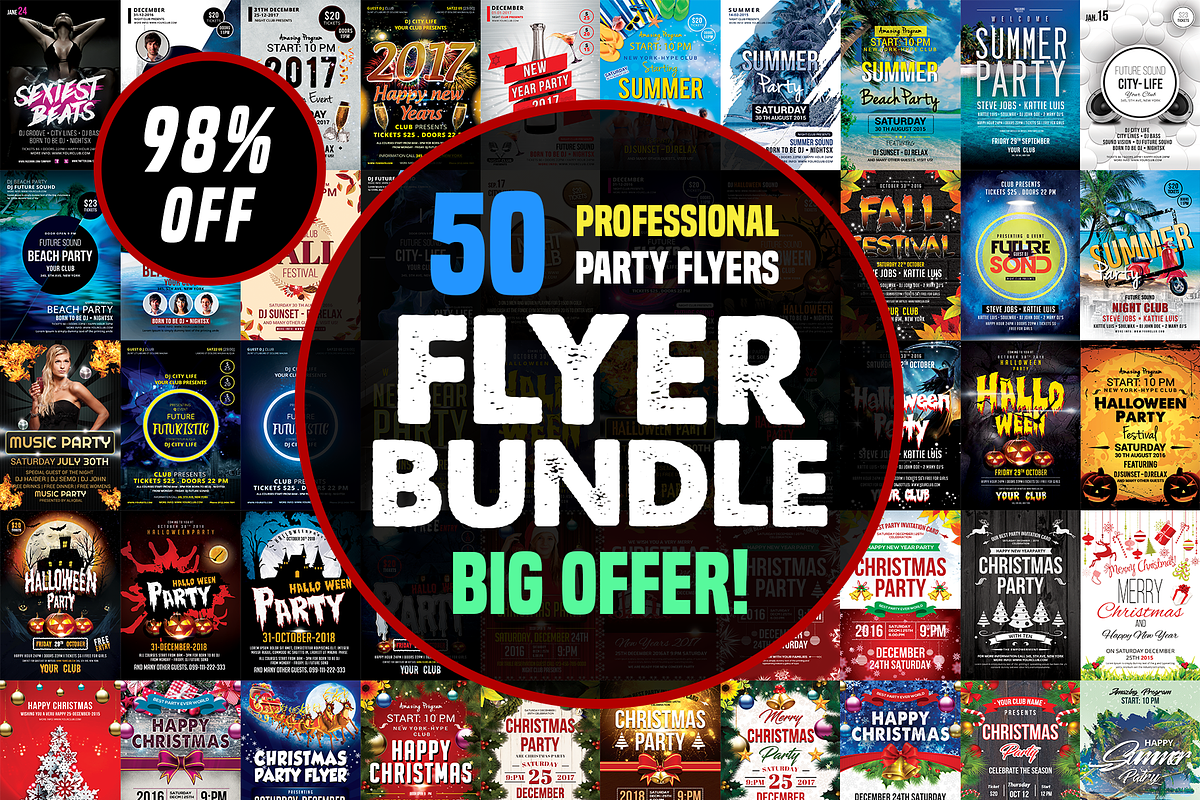 50-Party Flyers Templates Bundle in Flyer Templates - product preview 8