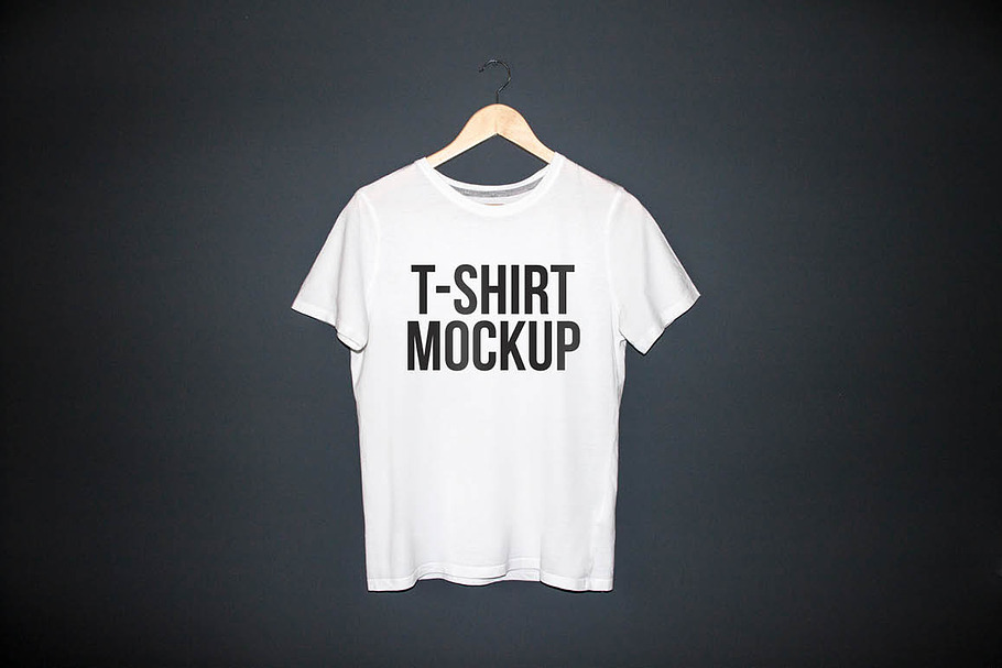 Download White t-shirt mockup on grey wall | Creative Product ...