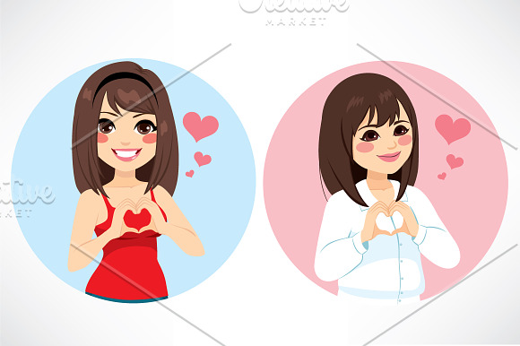 5 Heart Symbol Avatar People in Illustrations - product preview 1