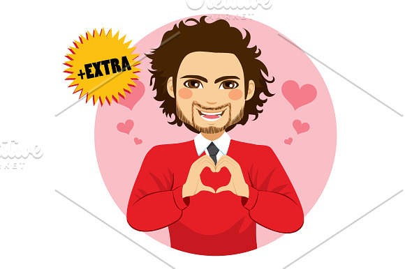 5 Heart Symbol Avatar People in Illustrations - product preview 3