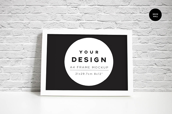 A4 landscape white frame mockup in Print Mockups - product preview 2