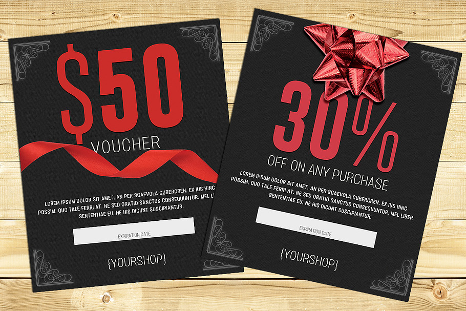Bow Gift Card Voucher Template in Card Templates - product preview 8