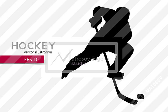 Silhouettes of a hockey players. Set in Illustrations - product preview 1