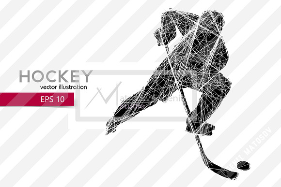 Silhouettes of a hockey players. Set in Illustrations - product preview 5